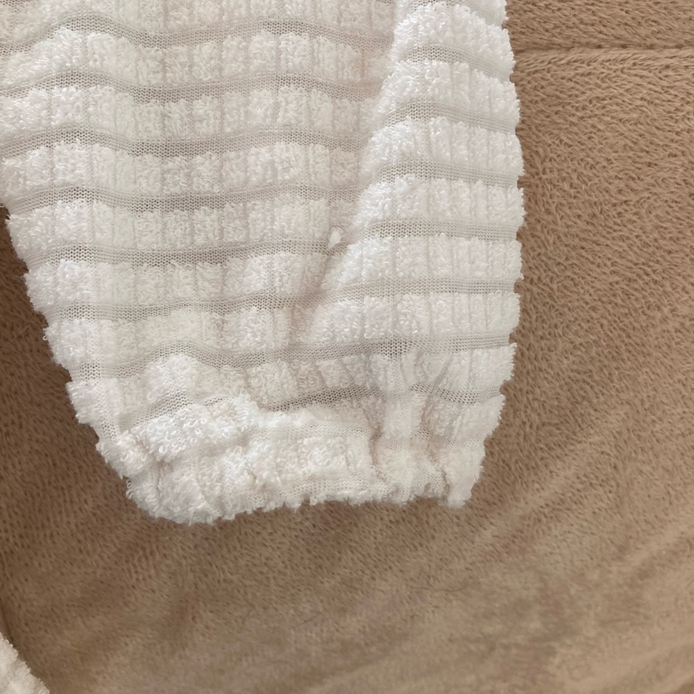 Cozy White Hooded Button-Up Beach Coverup - Picture 3 of 4